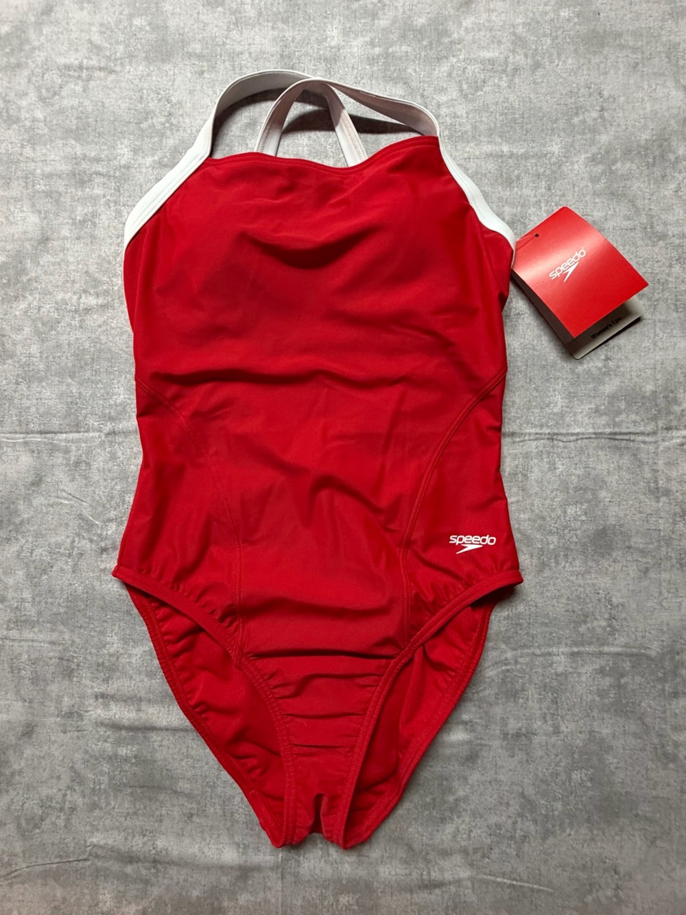 Speedo Women's XS One Piece Swimsuit Red/White Chlorine Resistant UPF 50+ Cups
